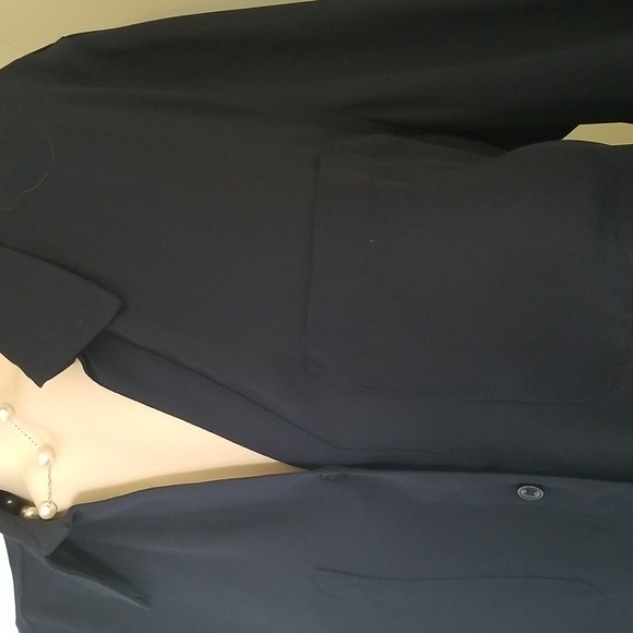 Talbots navy crepe button up blouse - Picture 3 of 10